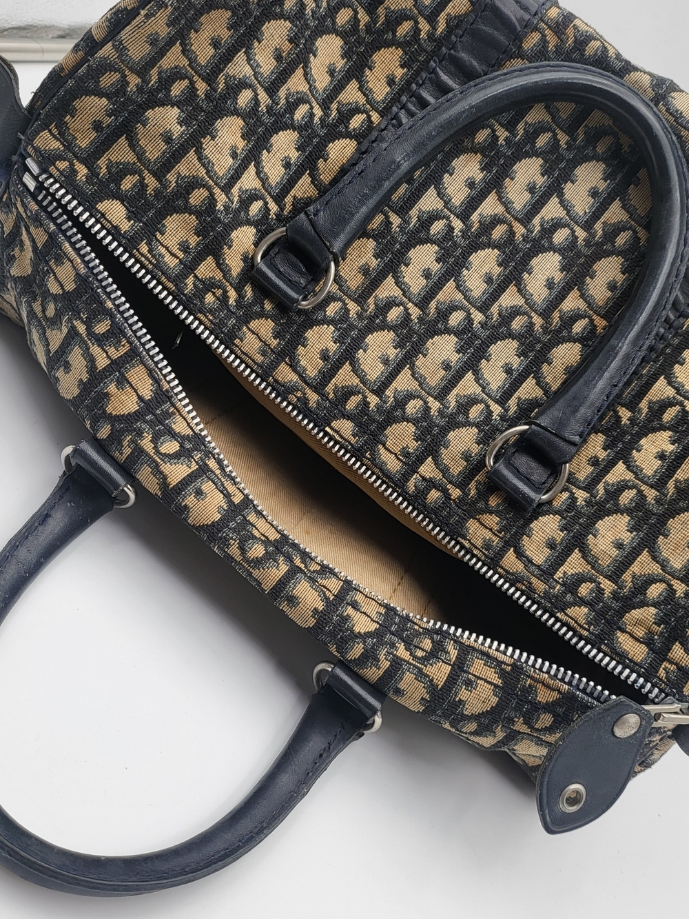 CHRISTIAN DIOR Blue Diorissimo Trotter Canvas Boston 30 Bag..Authentic w/COA. - Picture 13 of 16